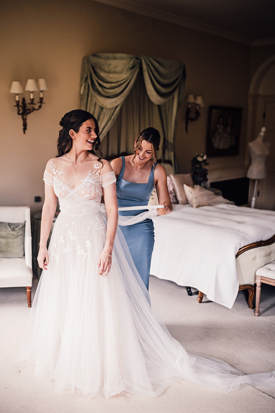Rhiannon and Adam Bride Getting Ready Sutton Bonington Hall Leicestershire