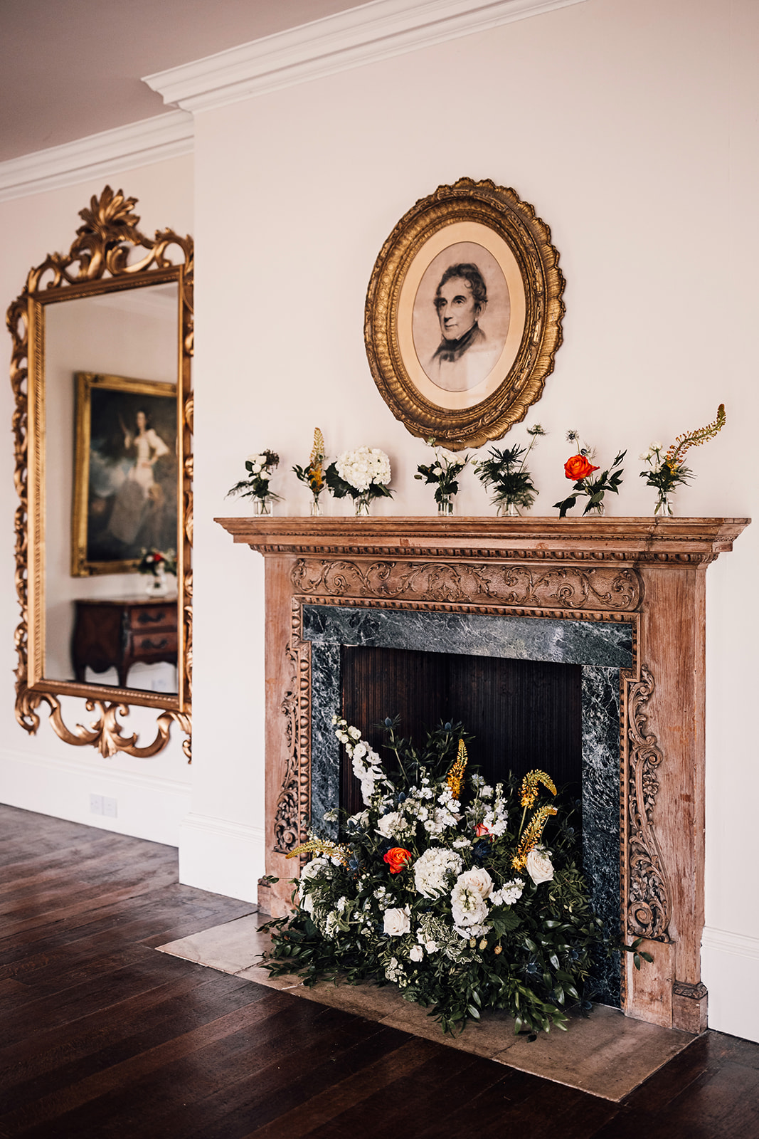 Rhiannon and Adam Decor-fireplace-leicestershire-country-house-weddings